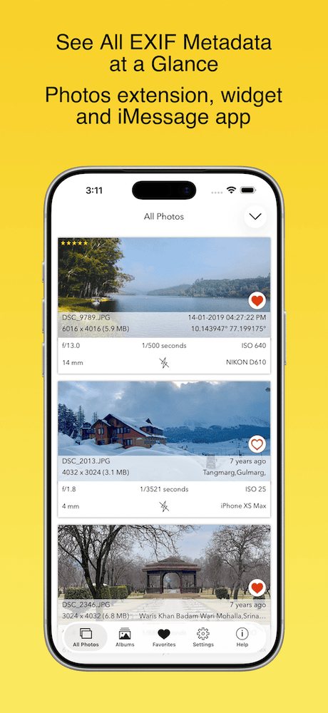 EXIF Viewer showing all photo metadata at a glance