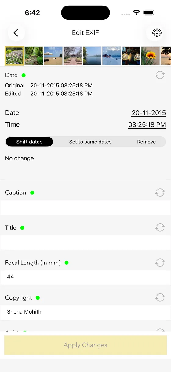EXIF Viewer screenshot: bulk edit