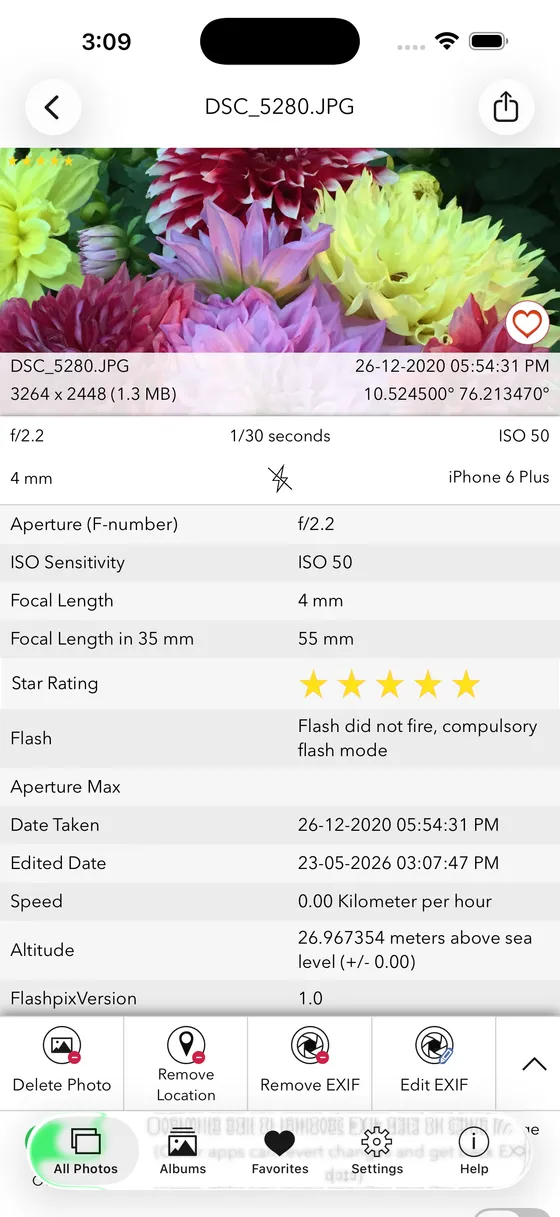 EXIF Viewer screenshot: exif detail