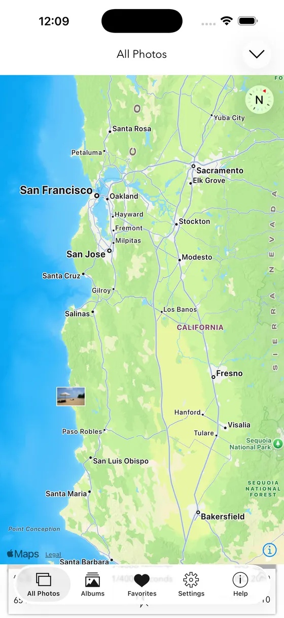 EXIF Viewer screenshot: map