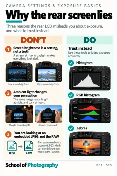 Why the rear screen lies cheat sheet