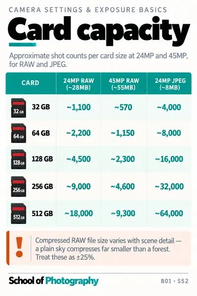 Card capacity cheat sheet