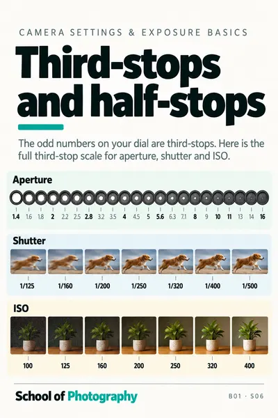 Third-stops and half-stops cheat sheet