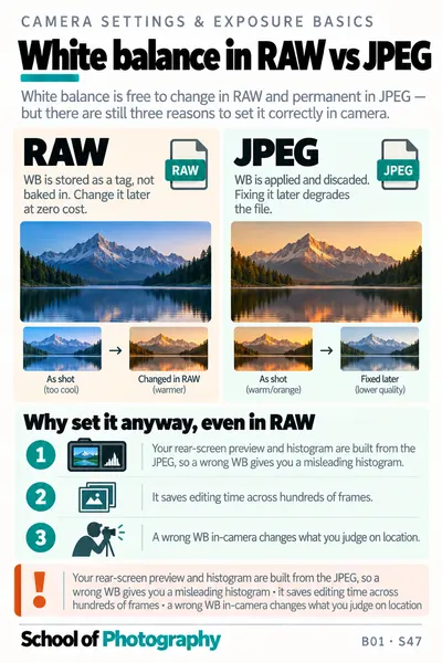 White balance in RAW against JPEG cheat sheet