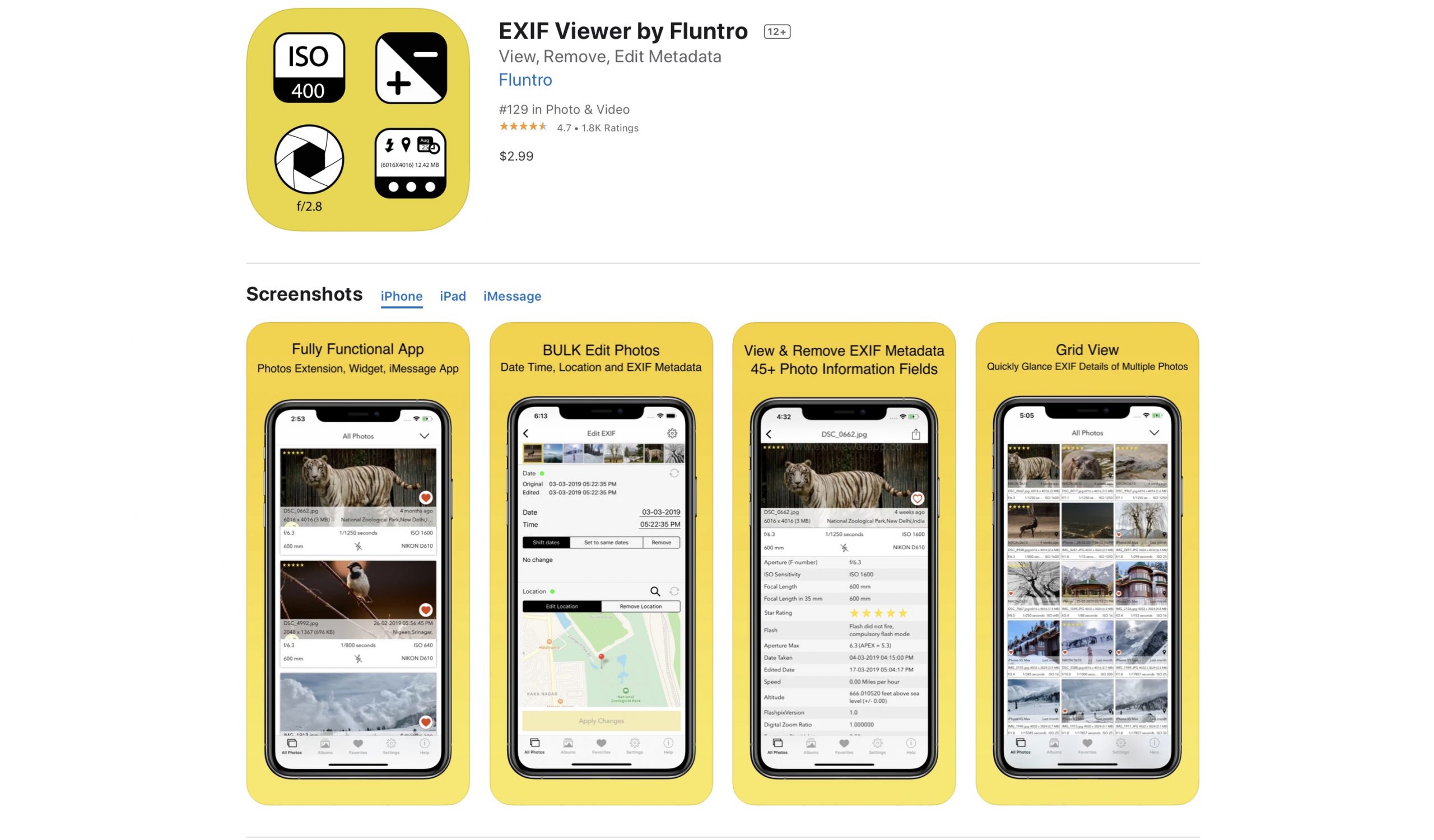 EXIF Tools to view EXIF Data on your iPhone, iPad, Android, Windows and