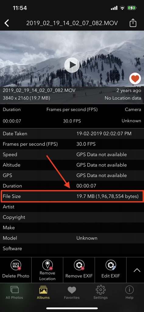 FileSize_of_Video_displayed_on_EXIF_Viewer_by_Fluntro_\iOS App