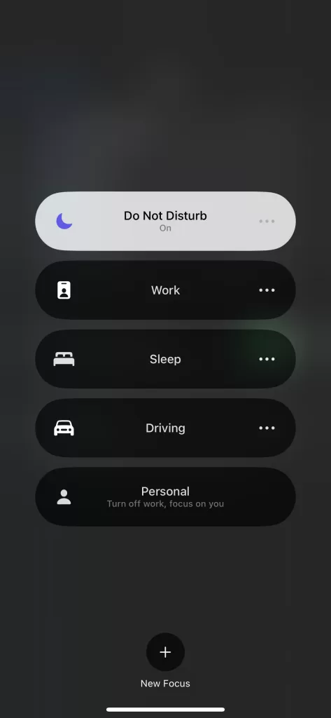 Turn ON/ OFF - Do not Disturb from control center