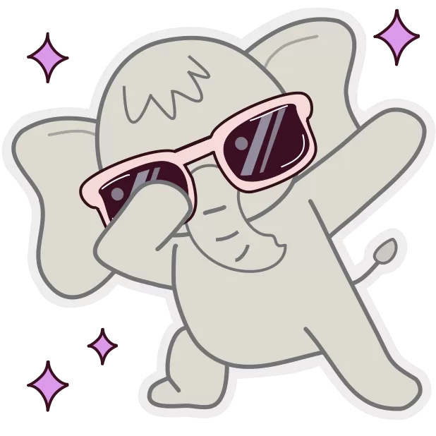 Dabbing Kiana Cute Baby Elephant Stickers