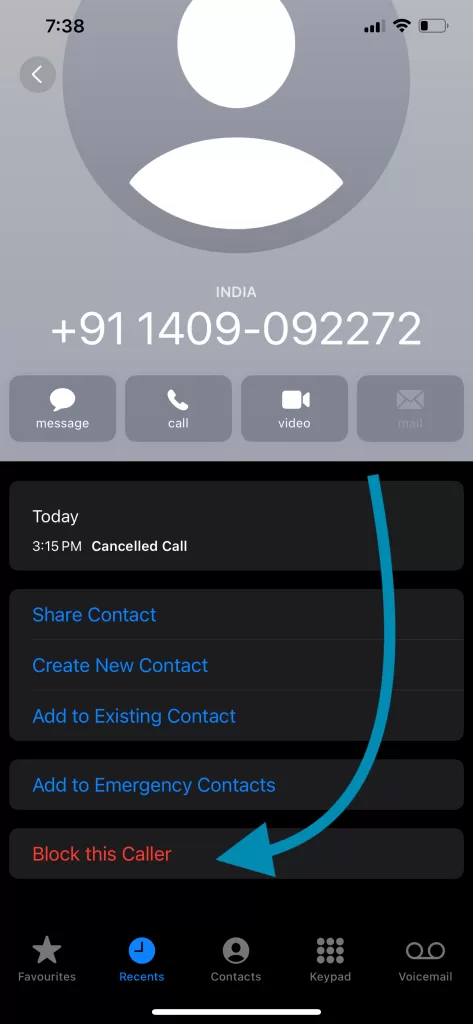 Block Phone number on iPhone