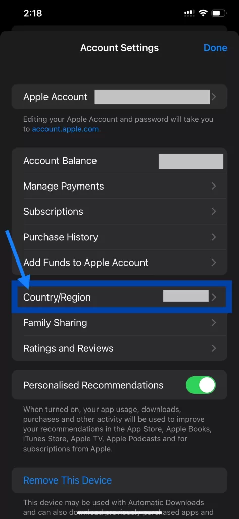 Step 5 to Change Your Country or Region in the App Store