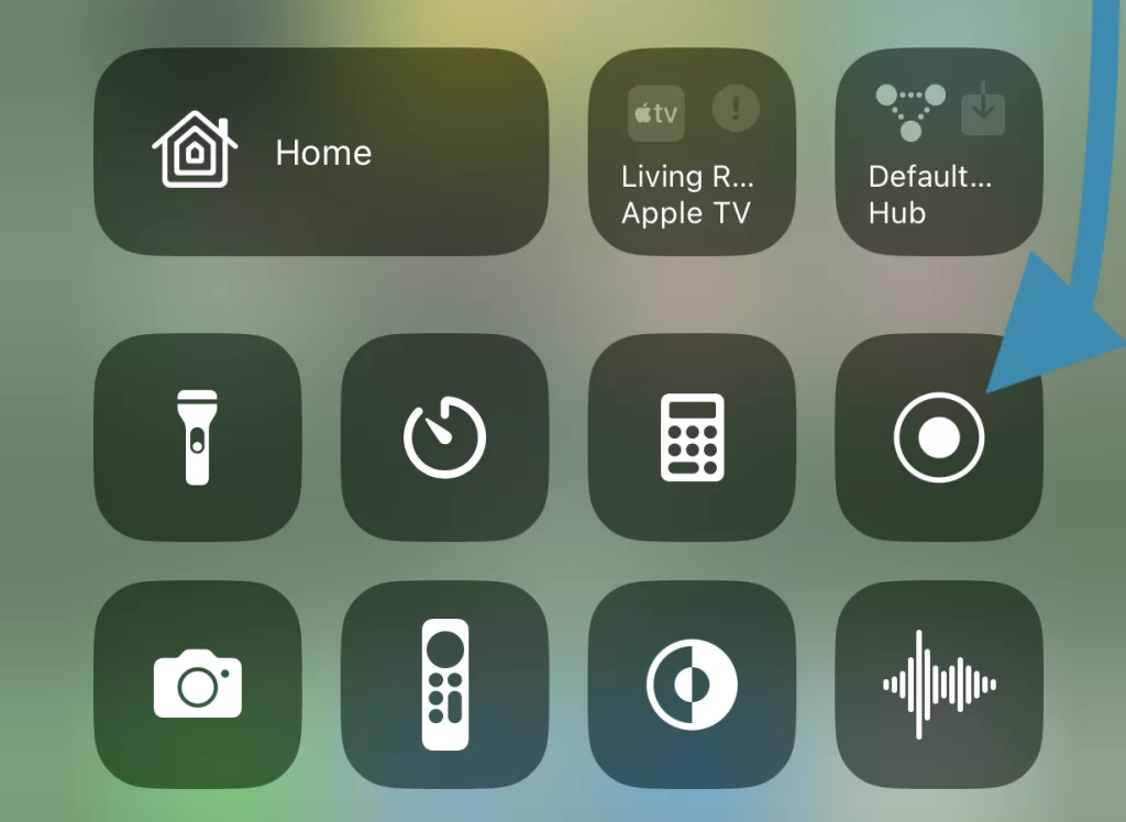 Screen Recording button in control center iPhone copy