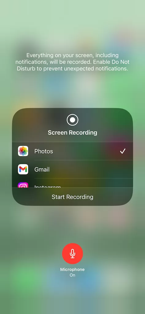 Screen recording MicroPhone turn on off