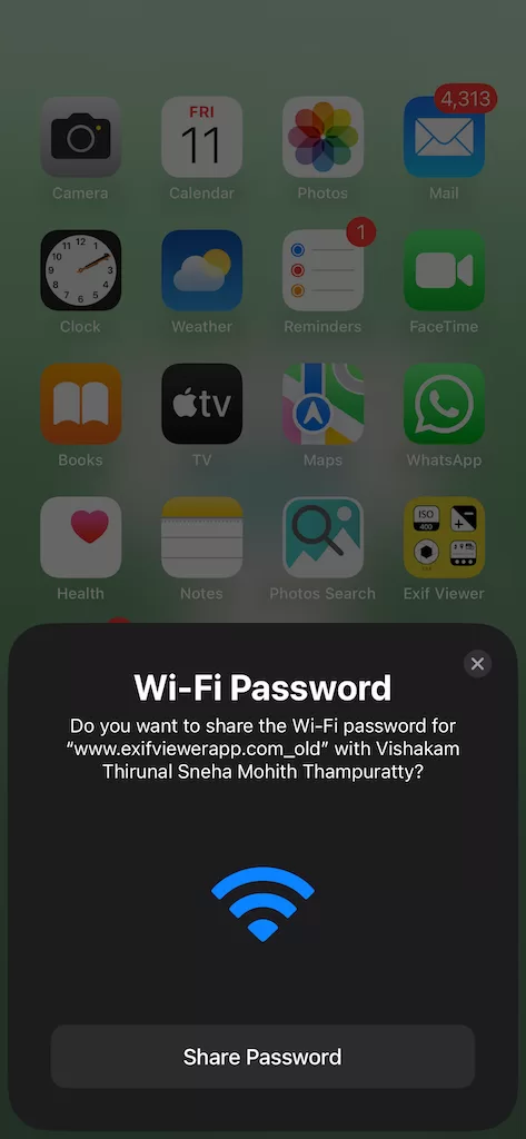 WIFI Password sharing iPhone Share password