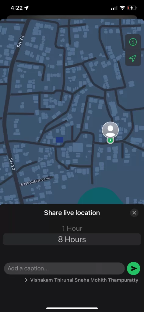 WhatsApp Share Live Location Duration