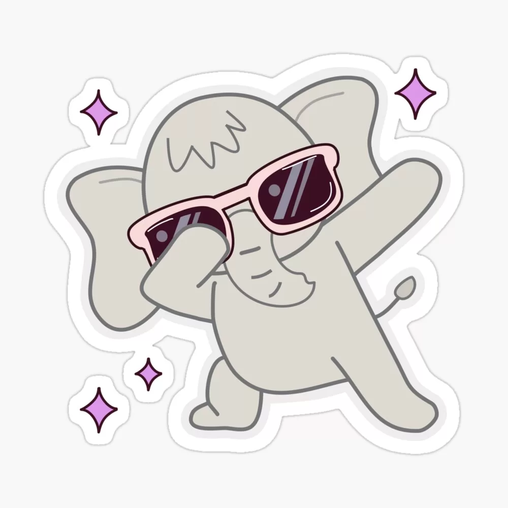 Sticker - Cute Baby Elephant with Dabbing pose