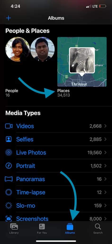 Photos Grouped by Location inside Photos App iPhone