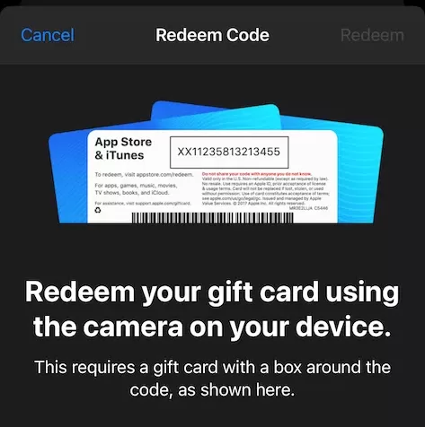 Redeem code enter manually