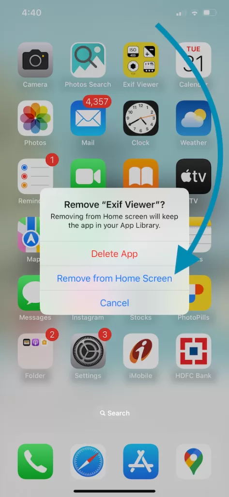 Remove from home screen