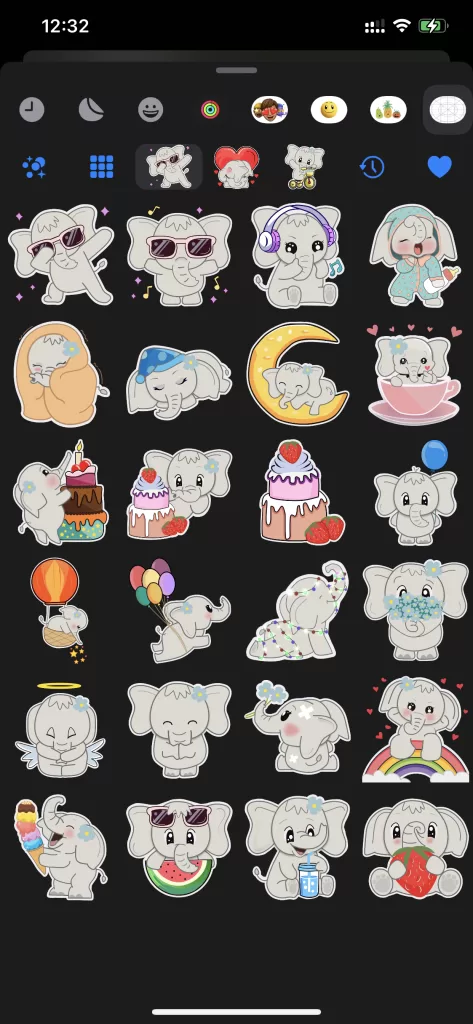 Screenshot of Kiana Cute elephant Stickers