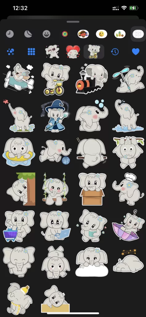 Screenshot of Kiana Cute elephant cute poses Stickers For iphone and ipad