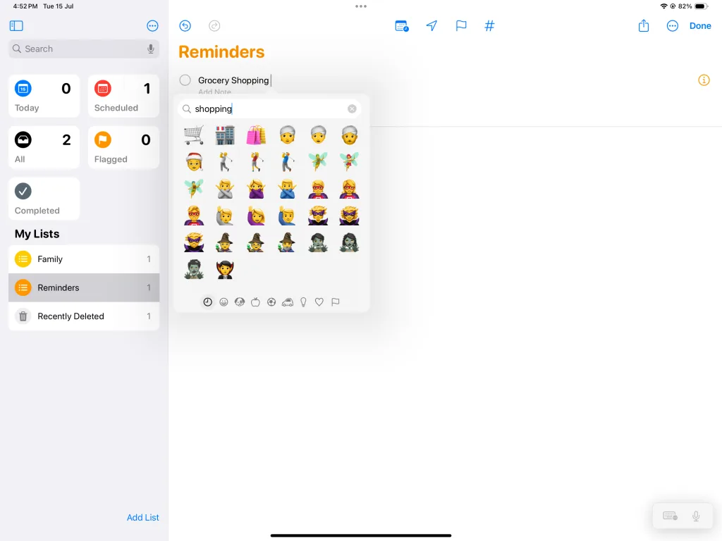 Adding Emoji on Reminders App