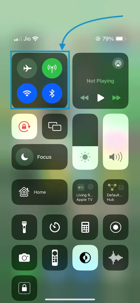 iPhone OS Control Center highlighted png